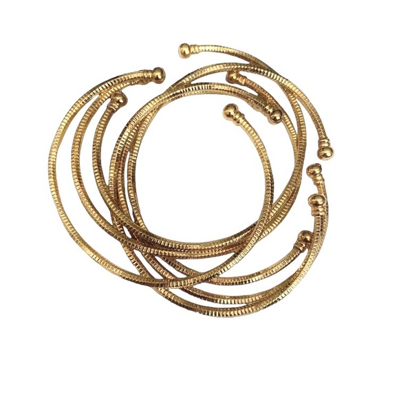6 BRIGHT GOLD PLATED SIMPLE, ELEGANT BANGLES - Picture 3 of 8